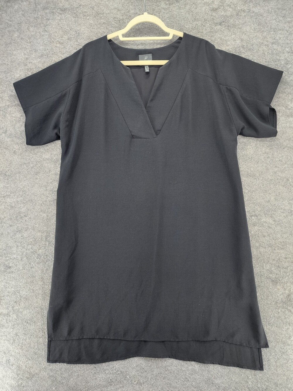 Adrianna Papell Dress Womens 14 Short Sleeve Black V Neck